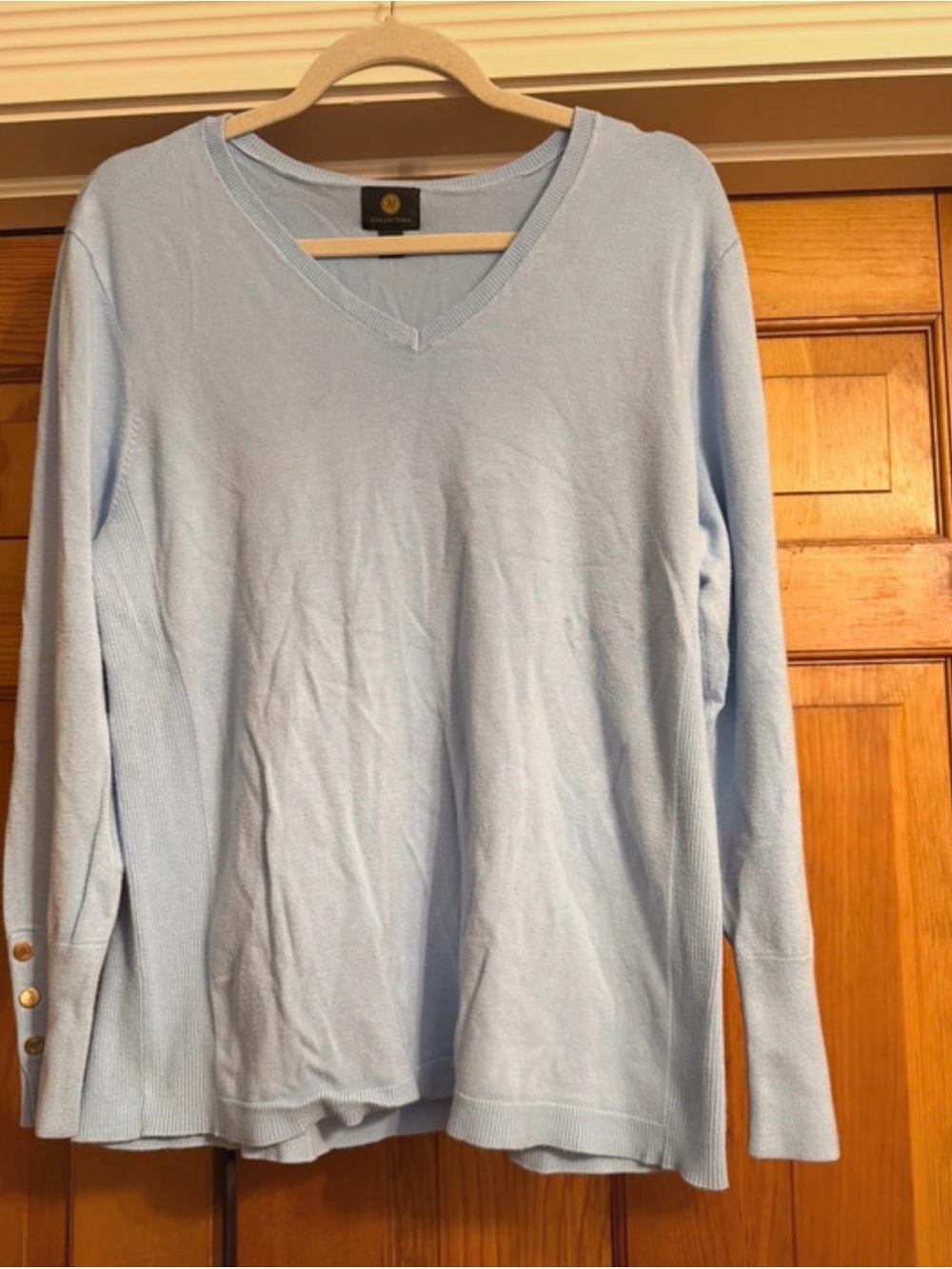 Light Blue V-Neck Women's Sweater